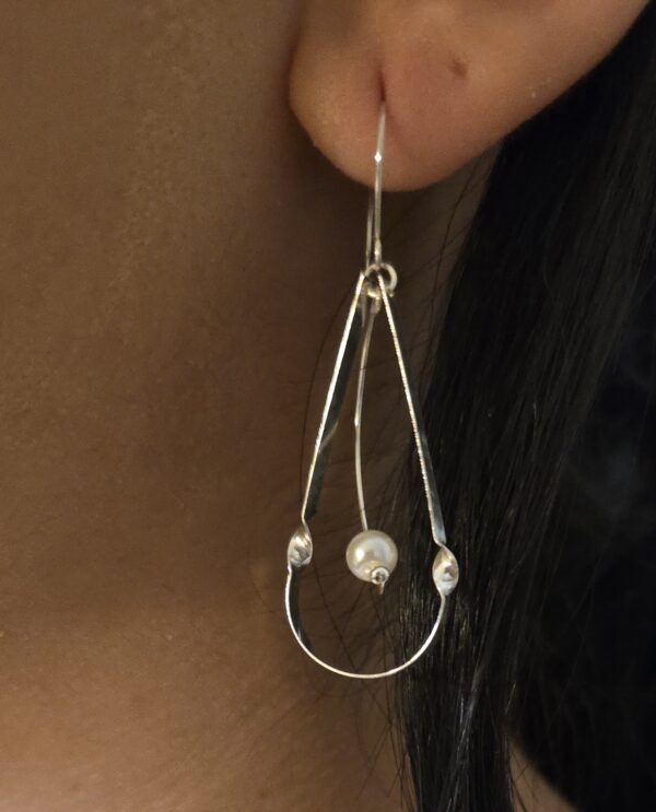 Teardrop Pearl Earrings - Image 2