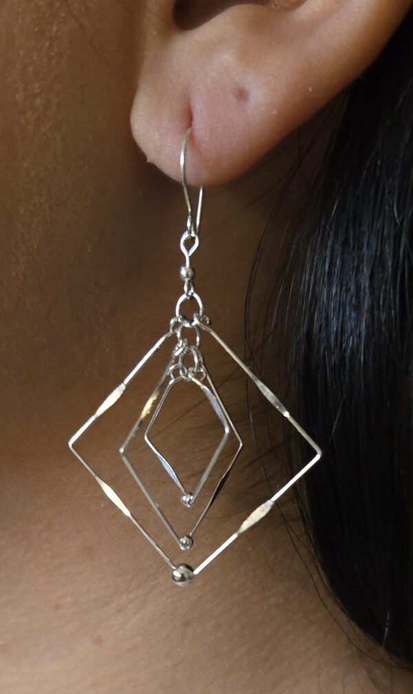 Triple Square Silver Earrings - Image 2