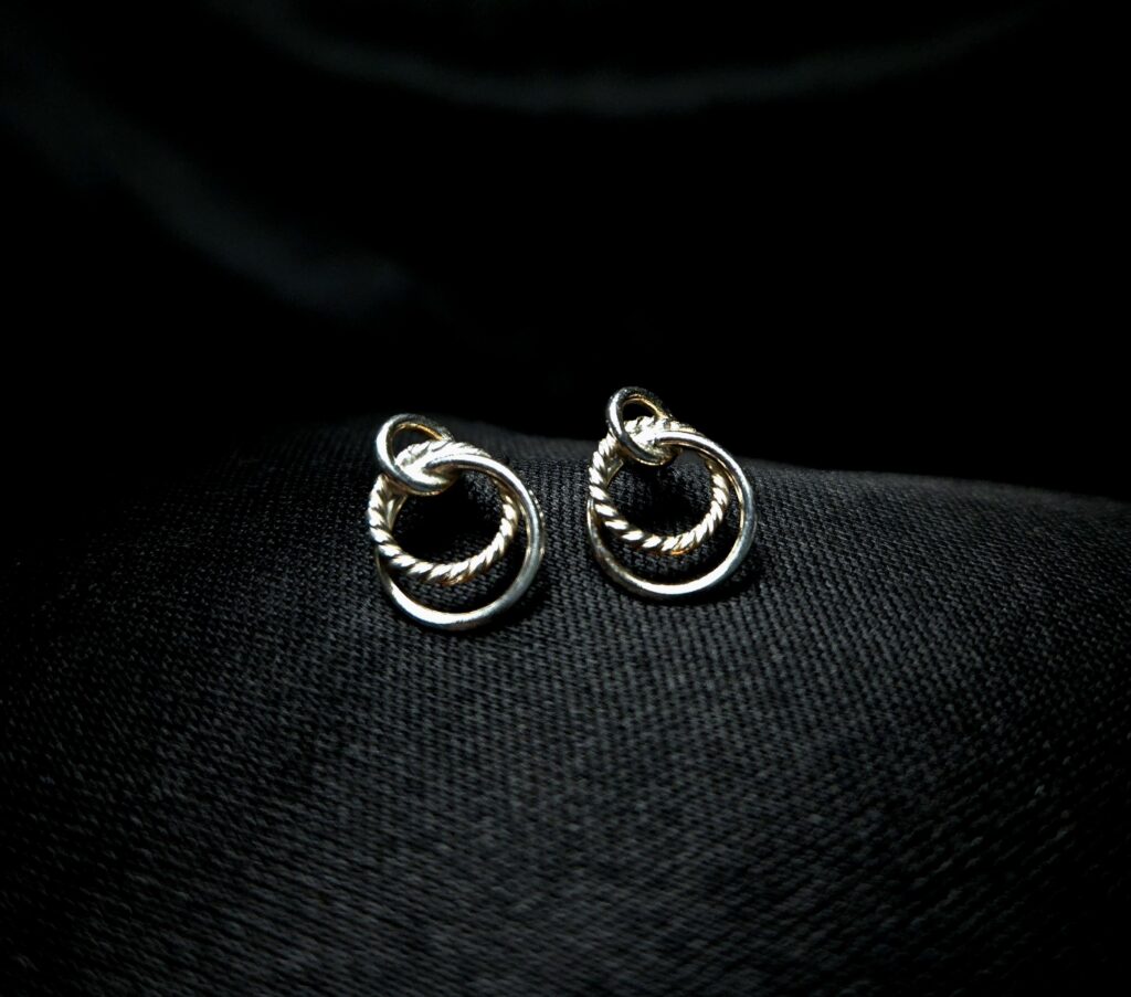 STERLING SILVER DOUBLE CIRLCE EARRINGS
