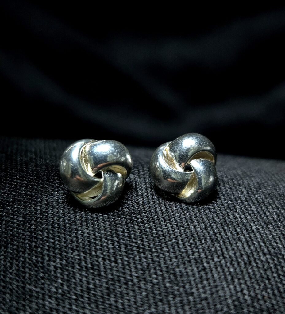 STERLING SILVER TWISTED BALL EARRINGS