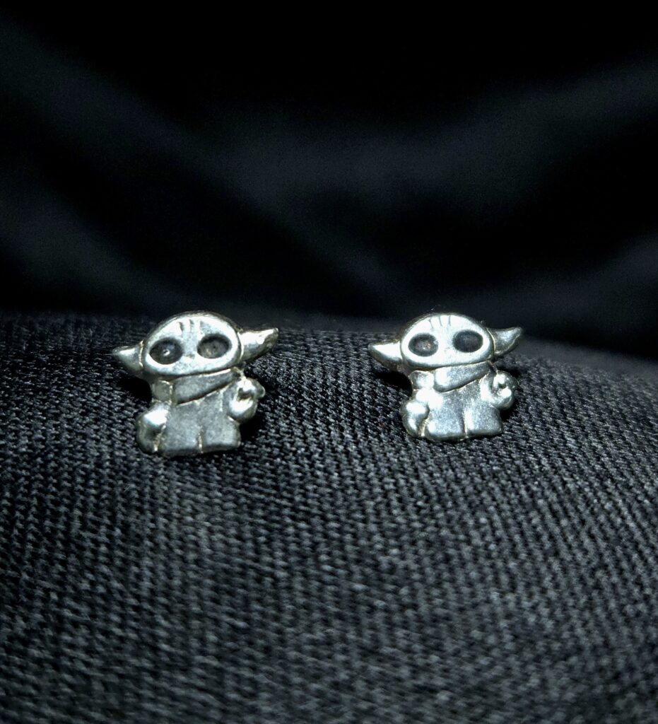 STERLING SILVER BABY YODA EARRINGS