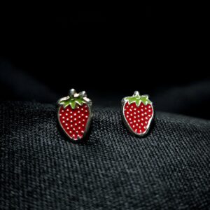 STERLING SILVER STRAWBERRY EARRINGS