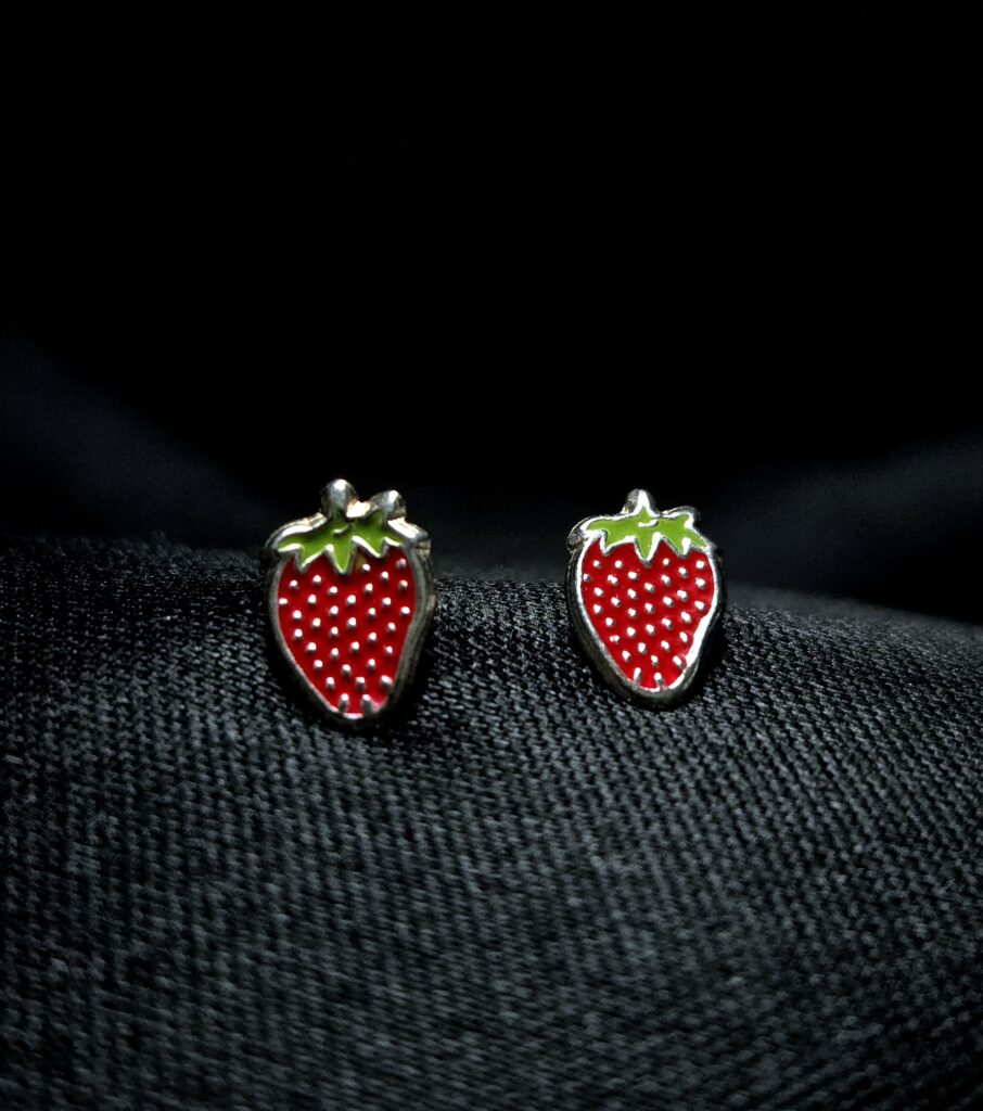 STERLING SILVER STRAWBERRY EARRINGS