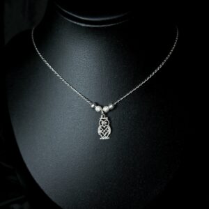 STERLING SILVER OWL PENDANT NECKLACE