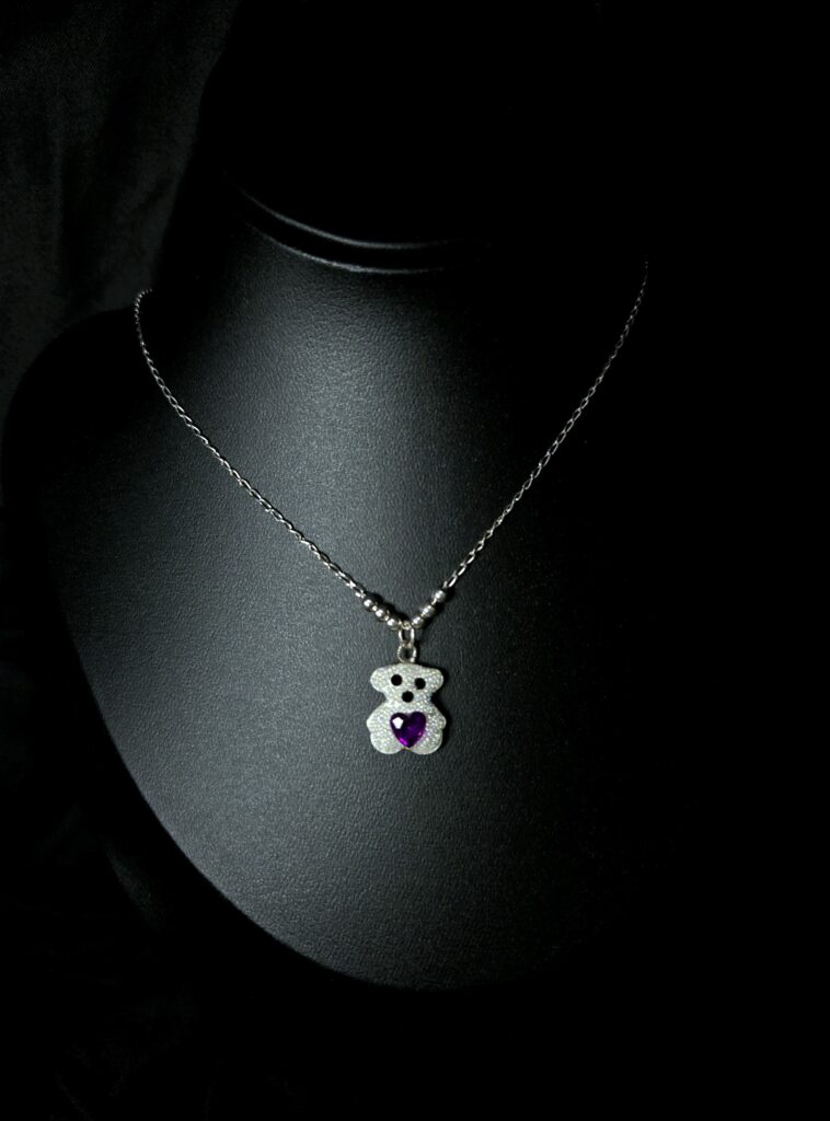 STERLING SILVER TEADY BEAR PENDANT NECKLACE 925