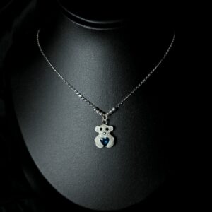 STERLING SILVER TEDDY BEAR PENDANT NECKLACE 925