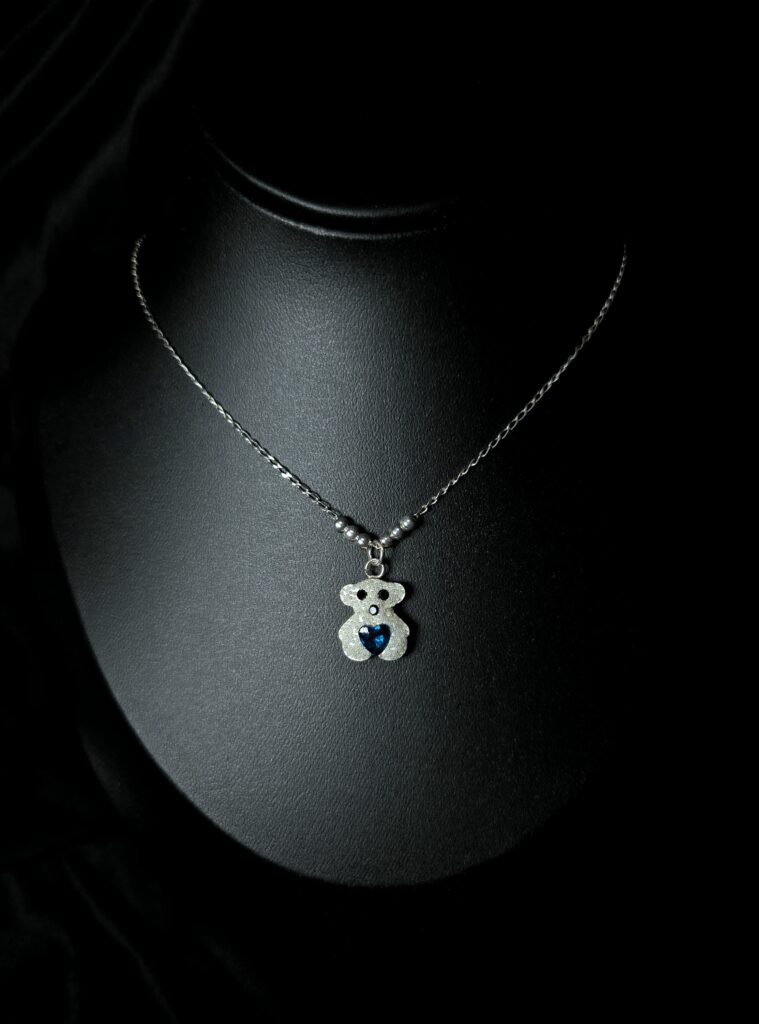 STERLING SILVER TEDDY BEAR PENDANT NECKLACE 925