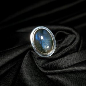 STERLING SILVER BLUE AMBER RING 925