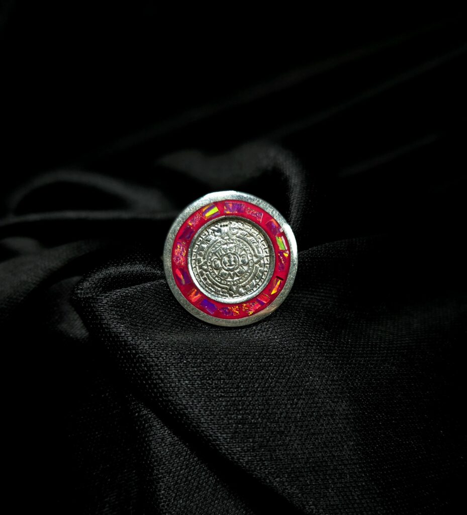 STERLING SILVER AZTEC CALENDAR RING