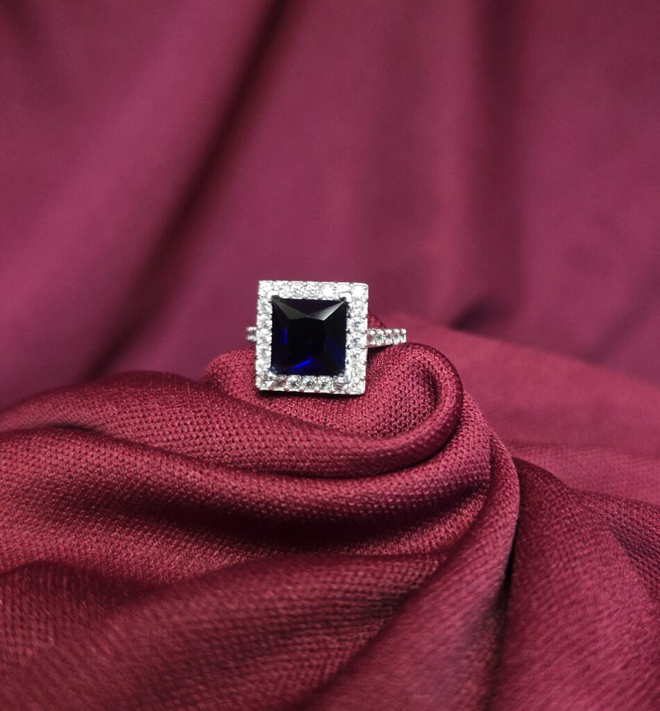 SQUARE CUBIC ZIRCONIA STERLING SILVER RING